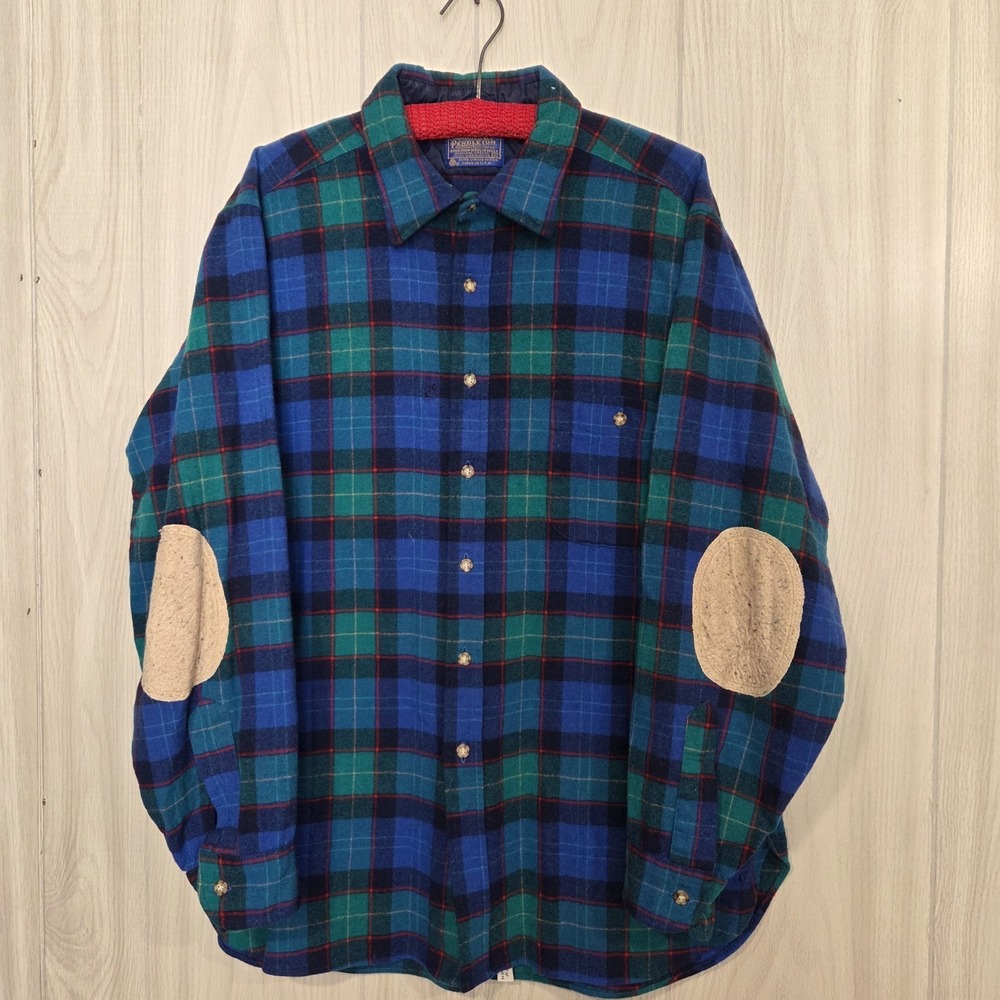 VTG 60's Pendleton Plaid Hunter Outdoor Shirt  Elbow Pads Patches Camp Thrashed